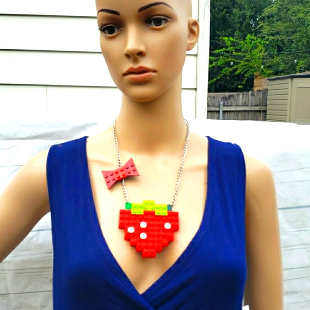 Lego Necklace Hair Clip Silver Hardware
